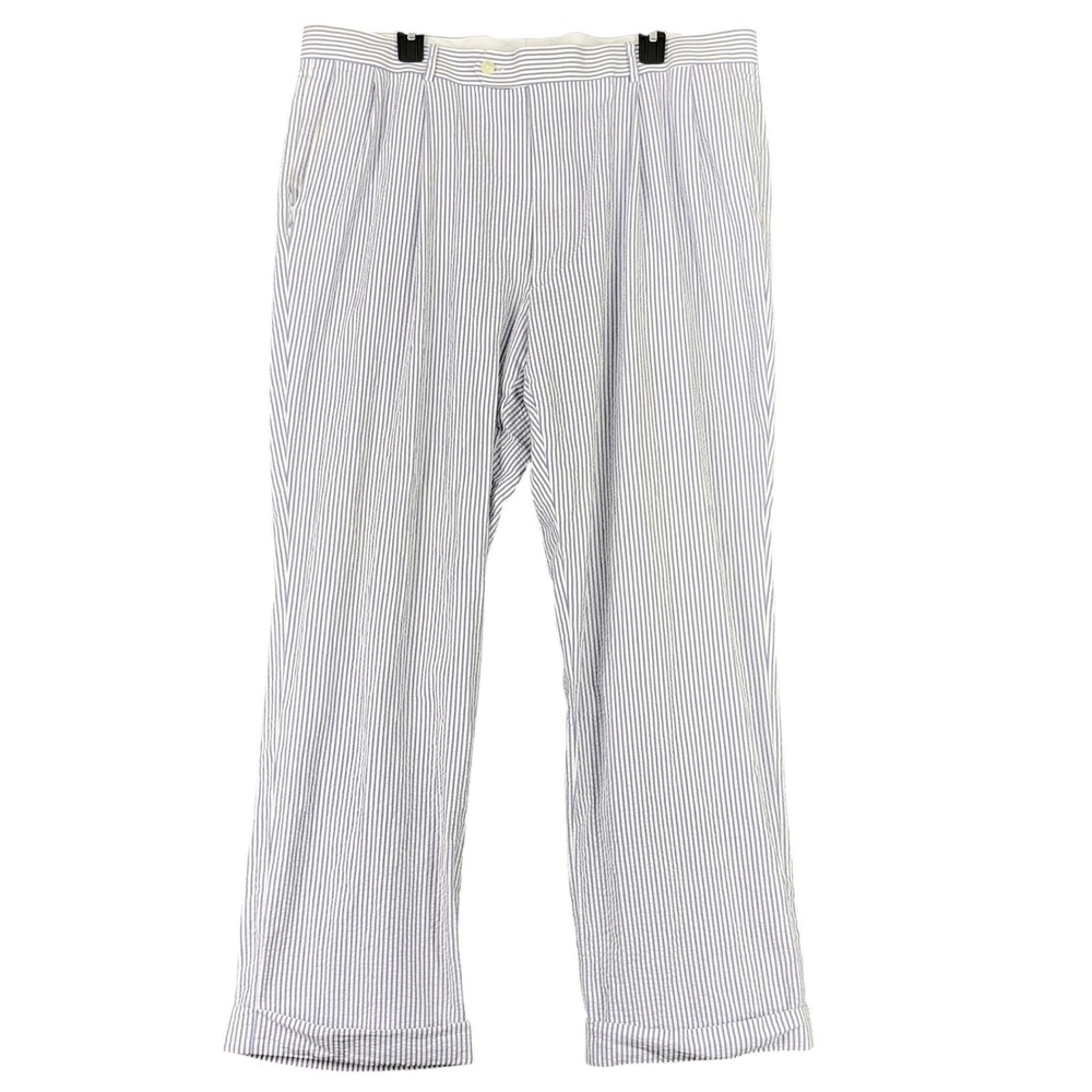 Polo Ralph Lauren Suit Pants Seersucker Pleated Cuffed Summer‎ Formal Mens 38